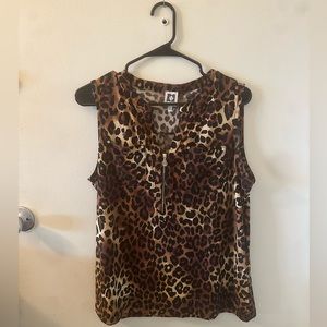 NWOT Anne Klein cheetah print tank top zipper and pockets